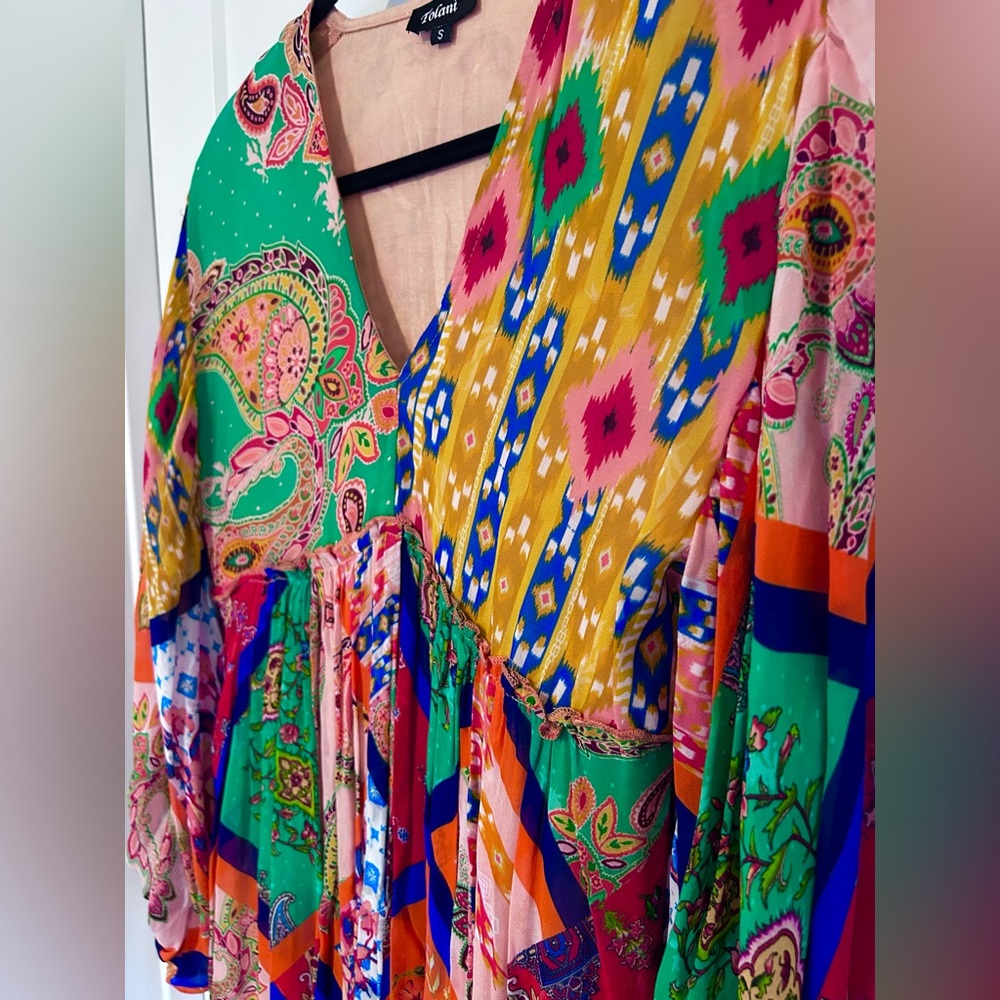 Tolani Multicolor Paisley Long Sleeve Dress - Picture 2 of 4